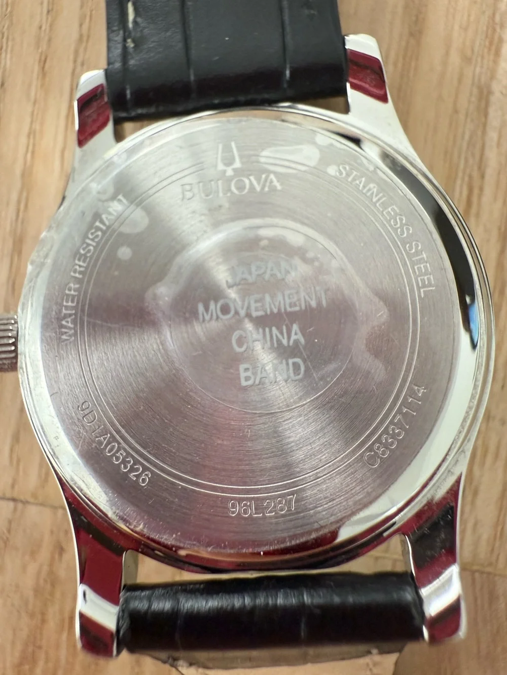 Bulova ladies blue dial black leather watch NEW BATTERY